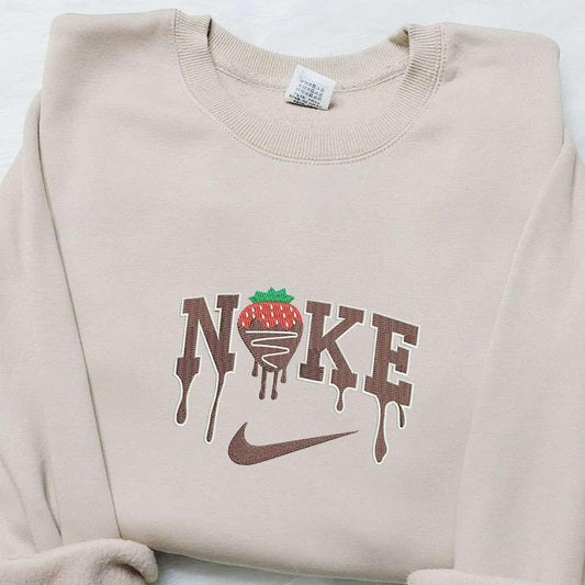 Strawberry Chocolate x Nike Embroidered Shirt Favorite Foods And Drinks Embroidered Hoodie Best Gifts For Family