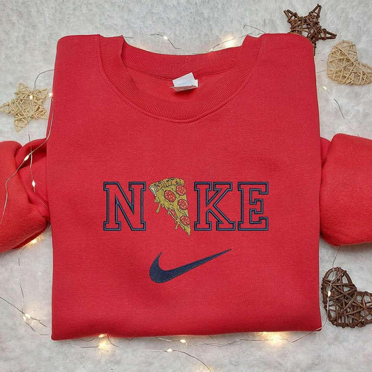 Pizza x Nike Embroidered Sweatshirt Favorite Food Embroidered Sweatshirt Nike Inspired Embroidered Shirt