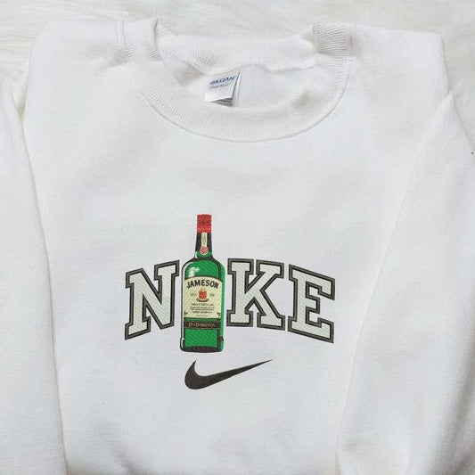 Nike x Jameson Bottle Embroidered Shirt Favor Drinking Embroidered Shirt Custom Nike Embroidered Shirt