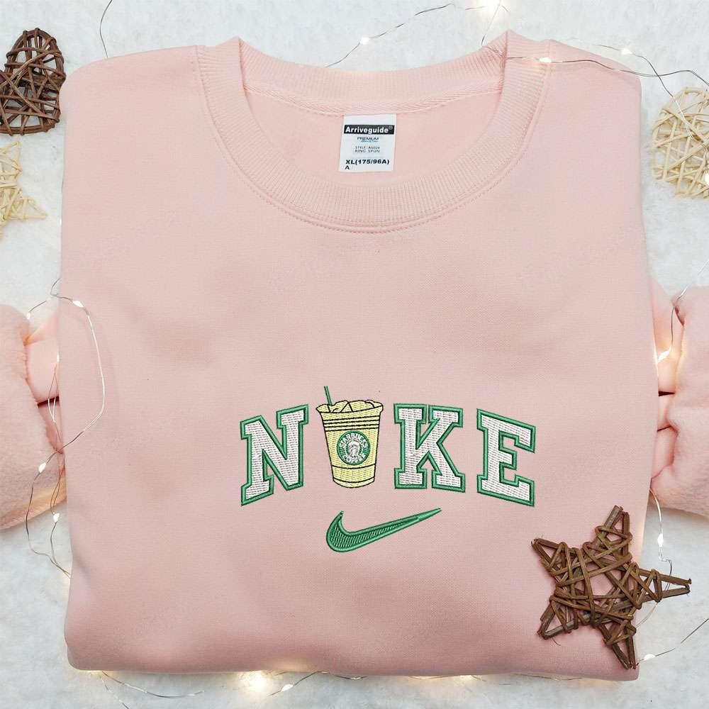 Starbucks Coffee x Nike Embroidered Shirt Favorite Food And Drink Embroidered Hoodie Nike Inspired Embroidered Sweatshirt