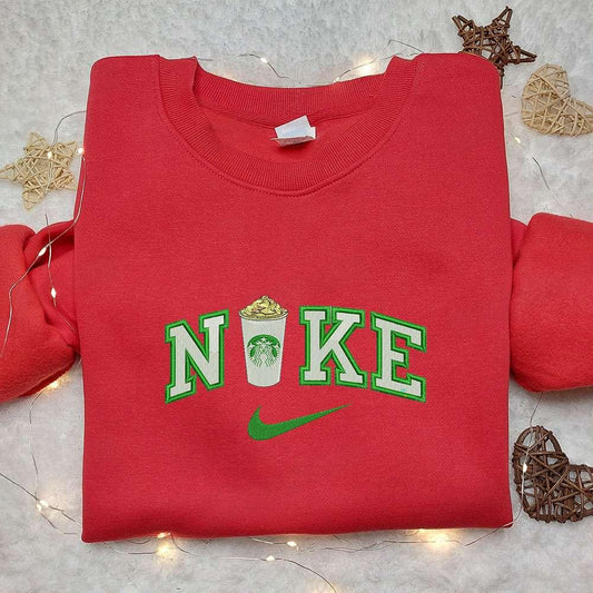 Starbucks Cup x Nike Embroidered Sweatshirt Favorite Drink Embroidered Shirt Nike Inspired Embroidered Shirt