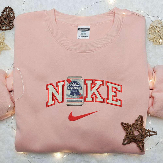 Pabst Bottle Ribbon x Nike Embroidered Sweatshirt Favorite Dink Embroidered Shirt Nike Inspired Embroidered Shirt