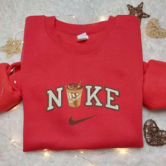 Tim Hortons Cup x Nike Embroidered Sweatshirt Favorite Drink Embroidered Shirt Nike Inspired Embroidered Shirt
