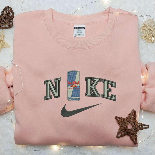 Red Bull Bottle x Nike Embroidered Sweatshirt Favorite Drink Embroidered Shirt Nike Inspired Embroidered Shirt