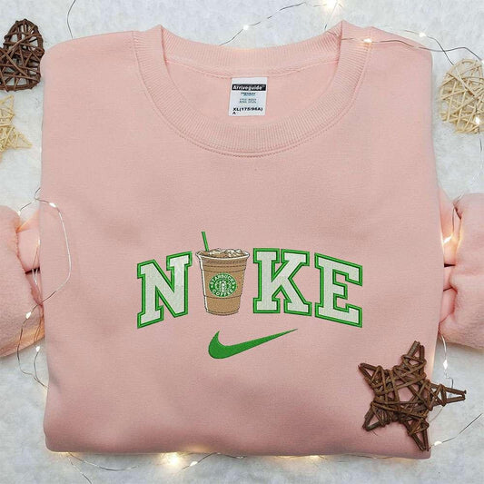 Starbucks Cup x Nike Embroidered Sweatshirt Favorite Drink Embroidered Shirt Nike Inspired Embroidered Shirt 1