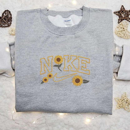 Sunflower x Nike Embroidered Sweatshirt Nike Inspired Embroidered Shirt Best Gift Ideas for Family