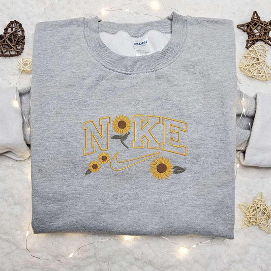 Sunflower x Nike Embroidered Sweatshirt Nike Inspired Embroidered Shirt Best Gift Ideas for Family