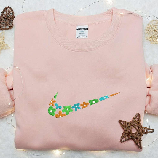 Flowers Nike Swoosh Embroidered Shirt Nike Inspired Embroidered Hoodie Best Gift Ideas For Girls