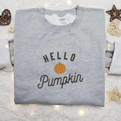 Hello Pumpkin Embroidered Shirt Vintage Halloween Embroidered Shirt Happy Halloween Embroidered Shirt 4
