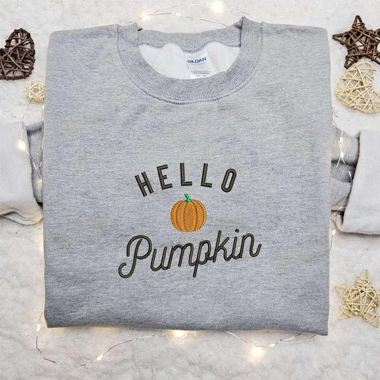 Hello Pumpkin Embroidered Shirt Vintage Halloween Embroidered Shirt Happy Halloween Embroidered Shirt 4