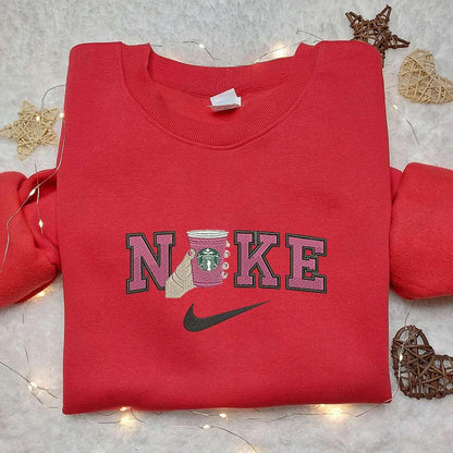 Starbuck x Nike Embroidered Sweatshirt Favorite Drink Embroidered Shirt Nike Inspired Embroidered Shirt
