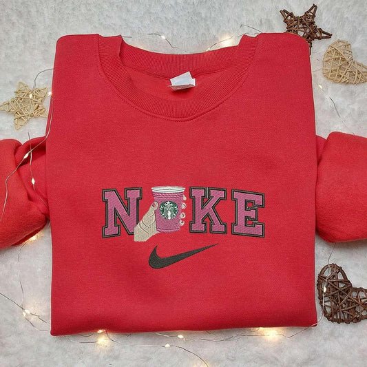 Starbuck x Nike Embroidered Sweatshirt Favorite Drink Embroidered Shirt Nike Inspired Embroidered Shirt