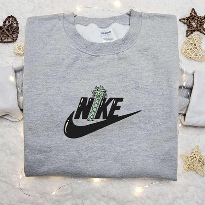 Coconut Tree x Swoosh Embroidered Sweatshirt Nike Inspired Embroidered Shirt Best Birthday Gift Ideas for Family