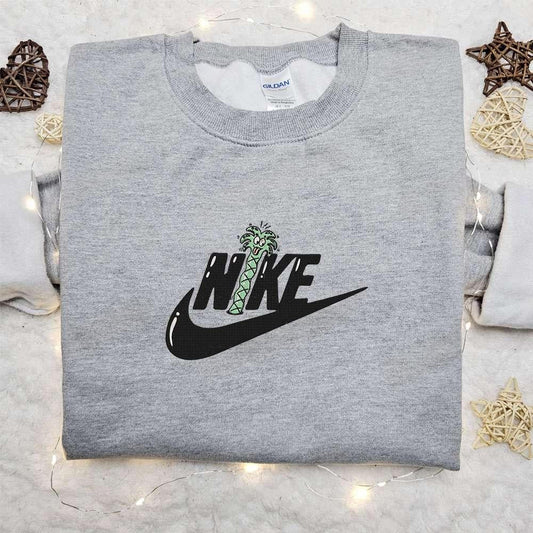 Coconut Tree x Swoosh Embroidered Sweatshirt Nike Inspired Embroidered Shirt Best Birthday Gift Ideas for Family