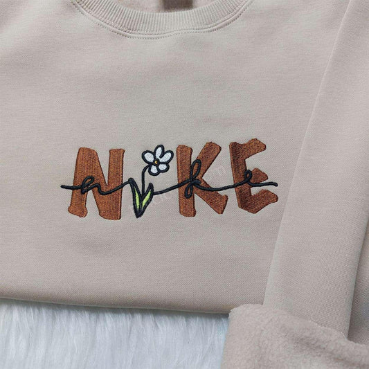 Nike Flower Embroidered Shirt Custom Nike Embroidered Shirt Vintage Embroidered Shirt