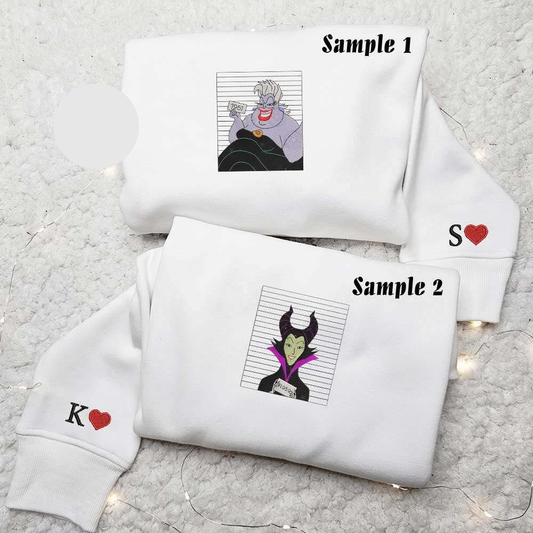 Ursula And Maleficent Wanted Criminals Embroidered Couples Shirts
