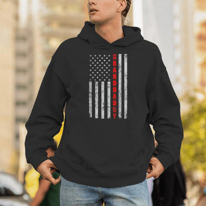 Granddaddy Fathers Day Vintage Patriotic American Flag Unisex Hoodie