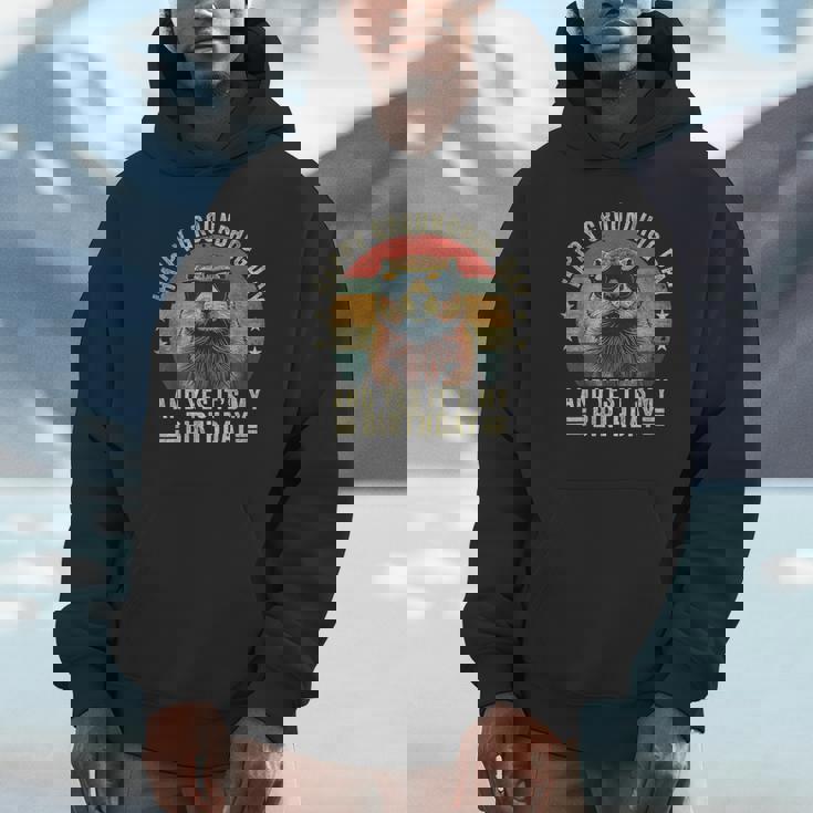 Happy Groundhog Day Birthday Cool Groundhog With Sunglasses Unisex Hoodie