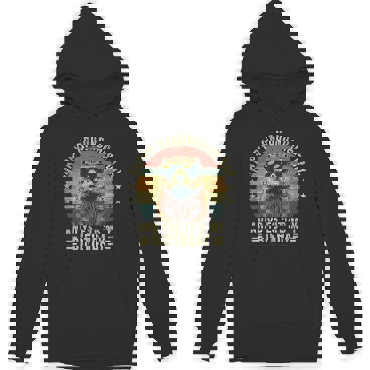 Happy Groundhog Day Birthday Cool Groundhog With Sunglasses Unisex Hoodie