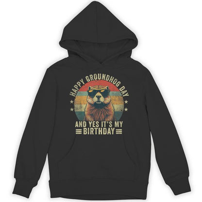 Happy Groundhog Day Birthday Cool Groundhog With Sunglasses Unisex Hoodie