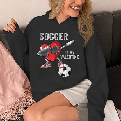 Heart Dab Valentines Day Soccer Player Lover For Boys Unisex Hoodie