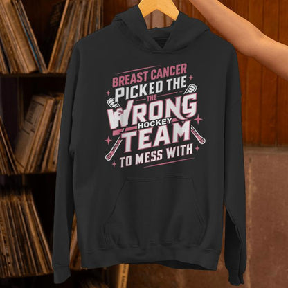 Ice Hockey Breast Cancer Awareness Month Pink Ribbon Unisex Hoodie