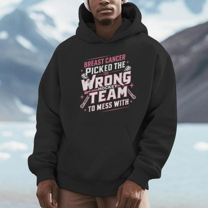 Ice Hockey Breast Cancer Awareness Month Pink Ribbon Unisex Hoodie