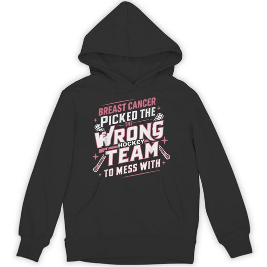 Ice Hockey Breast Cancer Awareness Month Pink Ribbon Unisex Hoodie