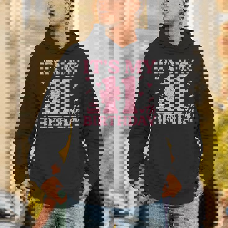 It's My 11Th Birthday Aesthetic Pink Bow Coquette Birthday Unisex Hoodie