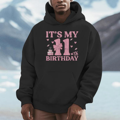 It's My 11Th Birthday Aesthetic Pink Bow Coquette Birthday Unisex Hoodie