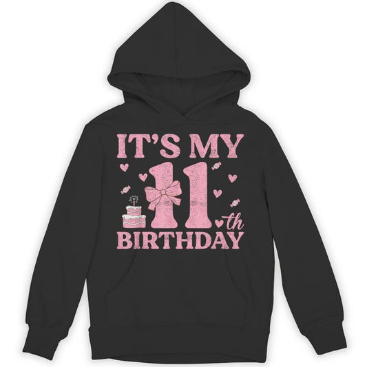 It's My 11Th Birthday Aesthetic Pink Bow Coquette Birthday Unisex Hoodie