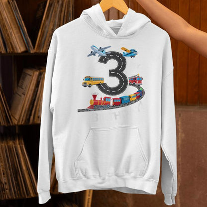 Its My 3Rd Birthday Boy 3 Bday Train Car Fire Truck Airplane Unisex Hoodie