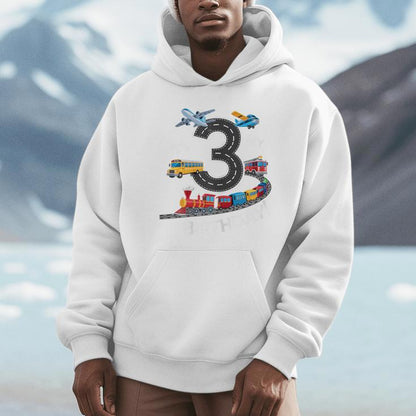 Its My 3Rd Birthday Boy 3 Bday Train Car Fire Truck Airplane Unisex Hoodie