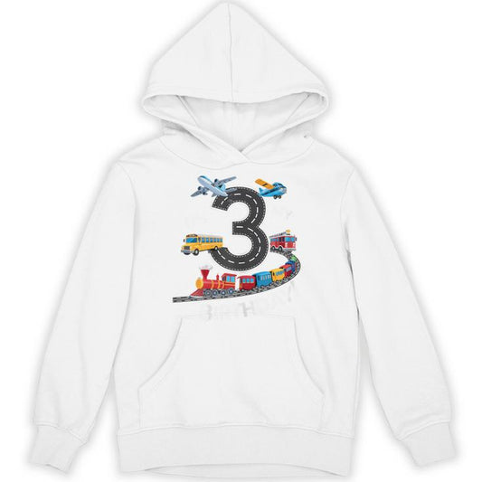 Its My 3Rd Birthday Boy 3 Bday Train Car Fire Truck Airplane Unisex Hoodie