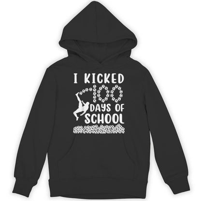 I Kicked 100 Days Of School Soccer 100Th Day Balls For Boys Unisex Hoodie