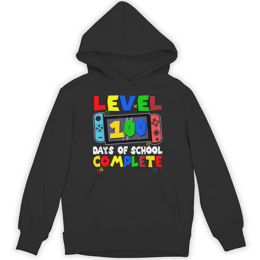 Level 100 Days Of School Complete Video Game Lover Gamer Boy Unisex Hoodie