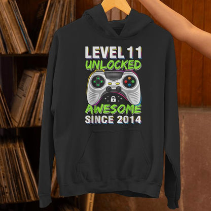 Level 11 Unlocked Awesome Since 2014 11Th Birthday Gaming Unisex Hoodie