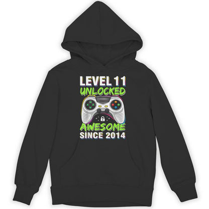 Level 11 Unlocked Awesome Since 2014 11Th Birthday Gaming Unisex Hoodie
