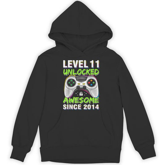 Level 11 Unlocked Awesome Since 2014 11Th Birthday Gaming Unisex Hoodie
