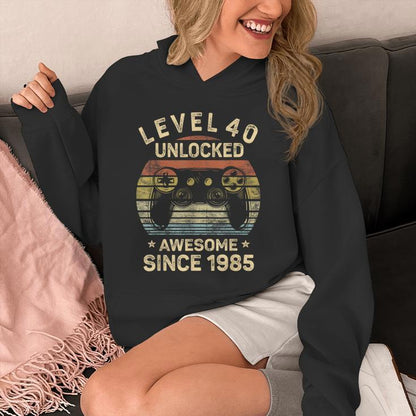 Level 40 Unlocked 40Th Birthday 40 Year Old Gamer Bday Unisex Hoodie