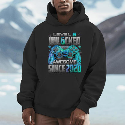 Level 5 Unlocked Awesome Since 2020 5Th Birthday Gaming Unisex Hoodie