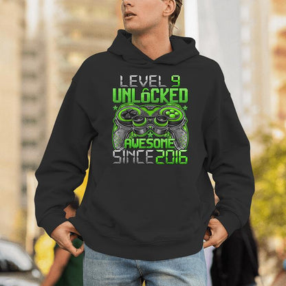 Level 9 Unlocked 9 Year Old For Boys 9Th Birthday Boy Unisex Hoodie