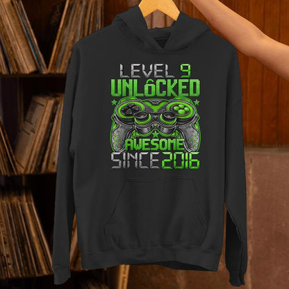 Level 9 Unlocked 9 Year Old For Boys 9Th Birthday Boy Unisex Hoodie