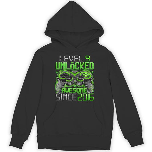 Level 9 Unlocked 9 Year Old For Boys 9Th Birthday Boy Unisex Hoodie