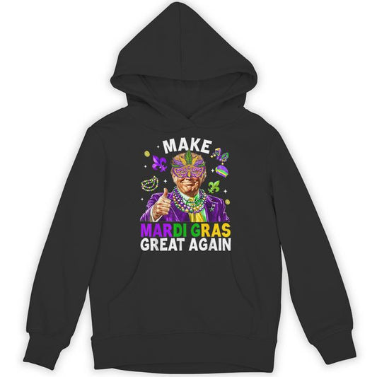 Make Mardi Gras Great Again Trump Beads Mask Feather Unisex Hoodie