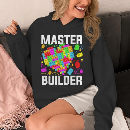Master Builder Heart Block Brick Building Valentines Day Boy Unisex Hoodie