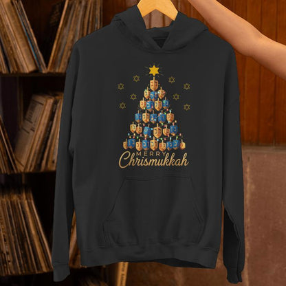 Merry Chrismukkah Happy Chanukkah Dreidel Christmas Tree Unisex Hoodie
