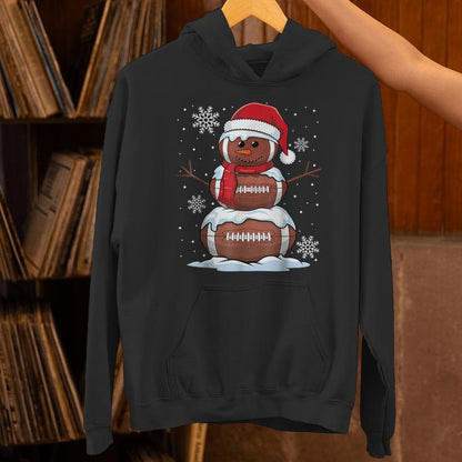 Merry Christmas Football Snowman Holiday Sports Xmas Pajamas Unisex Hoodie