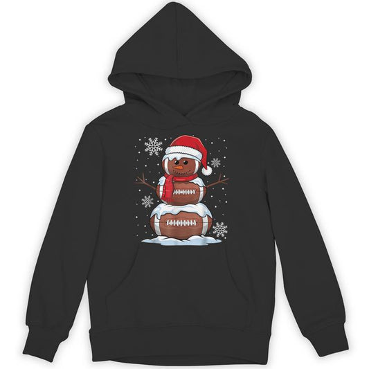 Merry Christmas Football Snowman Holiday Sports Xmas Pajamas Unisex Hoodie