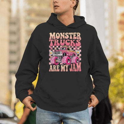 Monster Trucks Are My Jam Colorful Monster Truck Unisex Hoodie